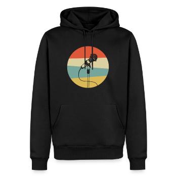 Vintage Retro Mikrofon Karaoke T-Shirt Geschenk - Männer Premium Bio Hoodie - Schwarz - Vorne - Nico (187cm)