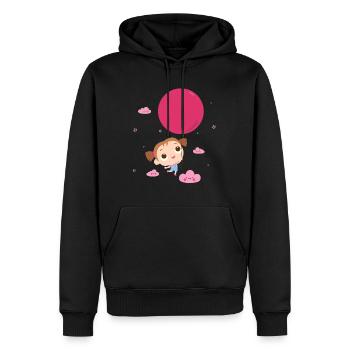 Fille Ballon & Nuages cadeau enfant / écolier - Sweat à capuche Premium bio Homme - noir - Devant - Nico (187cm)