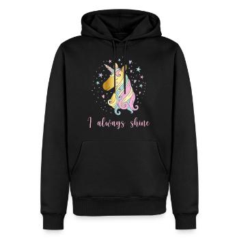 Einhorn Glitzer Spruch Strahlen - Männer Premium Bio Hoodie - Schwarz - Vorne - Nico (187cm)