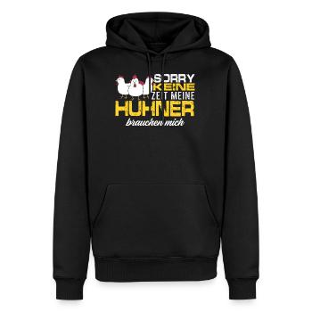 Meine Hühner brauchen mich lustiges Design - Männer Premium Bio Hoodie - Schwarz - Vorne - Nico (187cm)
