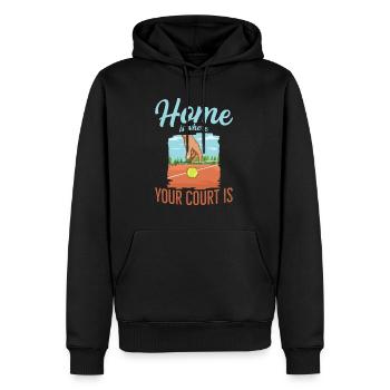 Tennis tournoi rengaine pour un joueur de tennis - Sweat à capuche Premium bio Homme - noir - Devant - Nico (187cm)