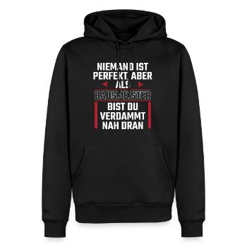 Hausmeister Haustechniker, Hauswart Geschenk - Männer Premium Bio Hoodie - Schwarz - Vorne - Nico (187cm)