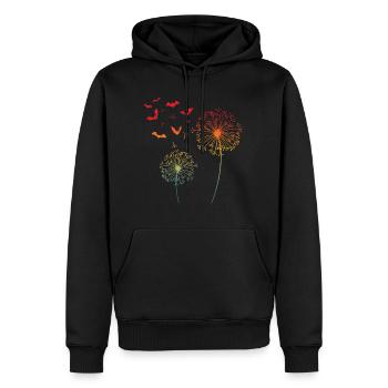 Fleur de pissenlit de la chauve-souris - Sweat à capuche Premium bio Homme - noir - Devant - Nico (187cm)