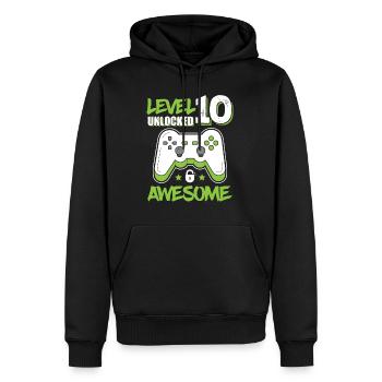 Level 10 Unlocked Awesome 2010 Game 10th Birthday - Männer Premium Bio Hoodie - Schwarz - Vorne - Nico (187cm)