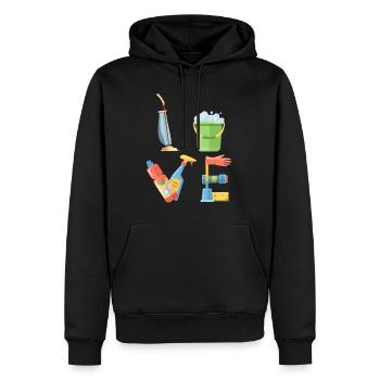 Design für Putzkräfte Reinigungspersonal Putzfrau - Männer Premium Bio Hoodie - Schwarz - Vorne - Nico (187cm)