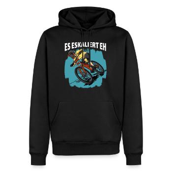Downhill - Es Eskaliert Eh Mountainbiker Radfahrer - Männer Premium Bio Hoodie - Schwarz - Vorne - Nico (187cm)