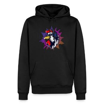 Lustiger Hühner Dj mit Sonnenbrille Musik - Männer Premium Bio Hoodie - Schwarz - Vorne - Nico (187cm)