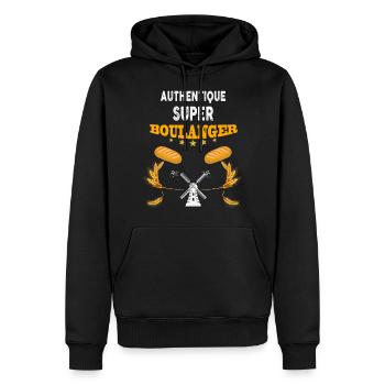 Boulanger métier boulangerie - Sweat à capuche Premium bio Homme - noir - Devant - Nico (187cm)