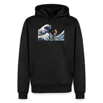 Surfeurs Grande vague avant Kanagawa Surf Japonais - Sweat à capuche Premium bio Homme - noir - Devant - Nico (187cm)