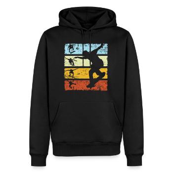 Vintage Skateboard Retro - Männer Premium Bio Hoodie - Schwarz - Vorne - Nico (187cm)