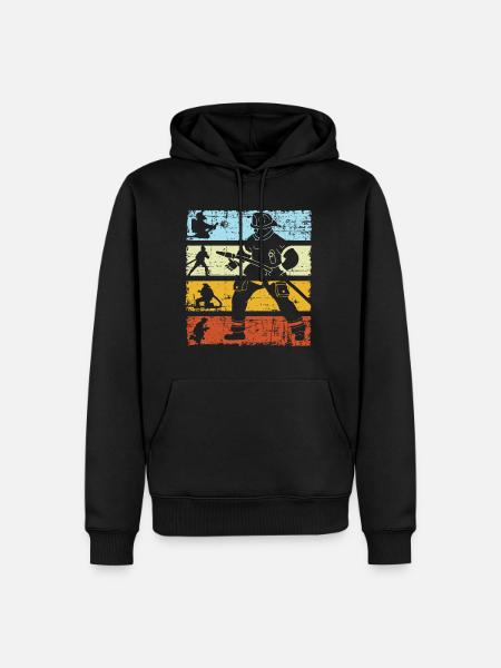 Strażak Strażak Strażak Strażak Retro Vintage - Ekologiczna męska bluza z kapturem Premium - czarny