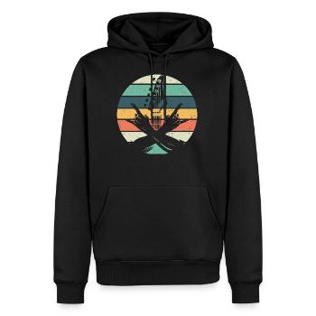 Gitarre & Pommesgabel Rock Hardrock & Heavy Metal - Männer Premium Bio Hoodie - Schwarz - Vorne - Nico (187cm)