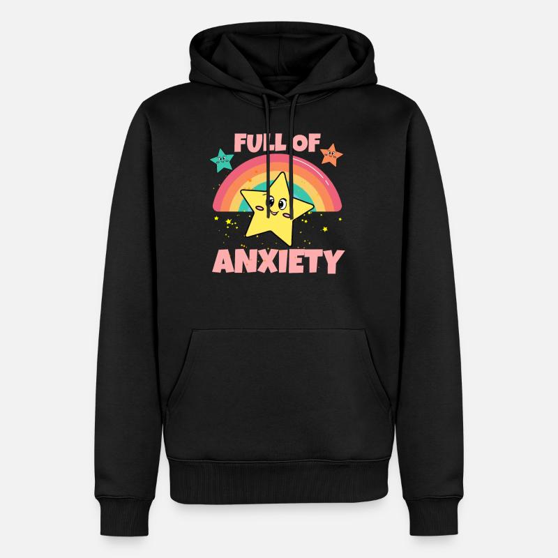 Voller Angst Ängstlich Soziale Ängstlichkeit - Männer Premium Bio Hoodie - Schwarz