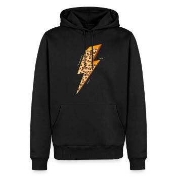 Blitz, Blitz Bolzen, Blitzschlag, - Männer Premium Bio Hoodie - Schwarz - Vorne - Nico (187cm)