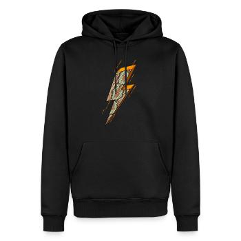 Blitz, Blitz Bolzen, Gewitter, - Männer Premium Bio Hoodie - Schwarz - Vorne - Nico (187cm)