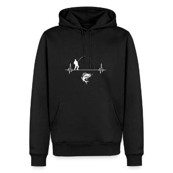 Pêcher Pêche Heartbeat cher Carpe Poisson - Sweat à capuche Premium bio Homme - noir - Devant - Nico (187cm)