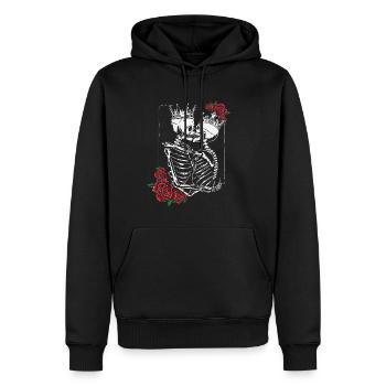 squelettique amour à vie Valentin - Sweat à capuche Premium bio Homme - noir - Devant - Nico (187cm)