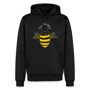 Abeille heureuse - Sweat à capuche Premium bio Homme - noir - Devant - Nico (187cm)