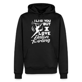 I Like You But I Love Baton Twirling - Sweat à capuche Premium bio Homme - noir - Devant - Nico (187cm)