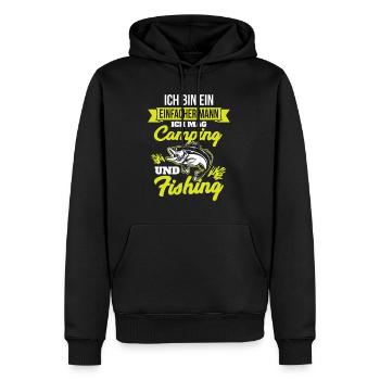 Homme simple Je Mag Camping Et Pêche Pêche - Sweat à capuche Premium bio Homme - noir - Devant - Nico (187cm)
