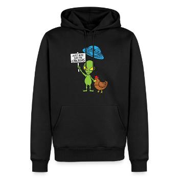 UFO Alien Just Here For The Chickens Chicken - Männer Premium Bio Hoodie - Schwarz - Vorne - Nico (187cm)
