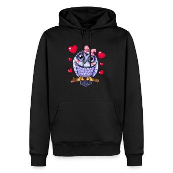Doux Hibou Avec Coeur Fille Dames Hiboux - Sweat à capuche Premium bio Homme - noir - Devant - Nico (187cm)