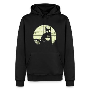 Kaffeekatze Retro Katze Kaffee - Männer Premium Bio Hoodie - Schwarz - Vorne - Nico (187cm)