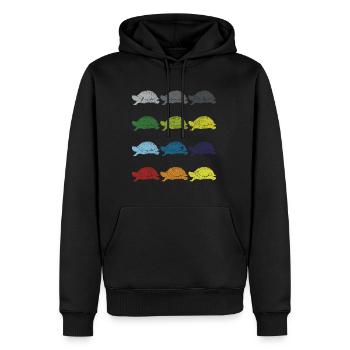Neon Pop Art Retro Schildkröte Tier Geschenk - Männer Premium Bio Hoodie - Schwarz - Vorne - Nico (187cm)