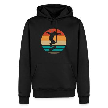 Vintage Retro Skate Skater Geschenk Skateboard - Männer Premium Bio Hoodie - Schwarz - Vorne - Nico (187cm)