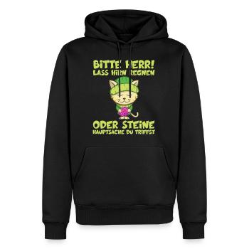 Herr Lass Hirn Regnen Oder Steine Lustige Sprüche - Männer Premium Bio Hoodie - Schwarz - Vorne - Nico (187cm)