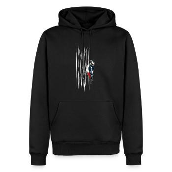 Woodpecker On Tree T-Shirt Gift - Men’s Premium Organic Hoodie - black - Front - Nico (187cm)
