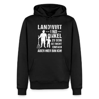 Bauer Onkel ist nicht einfach aber hier bin ich - Männer Premium Bio Hoodie - Schwarz - Vorne - Nico (187cm)