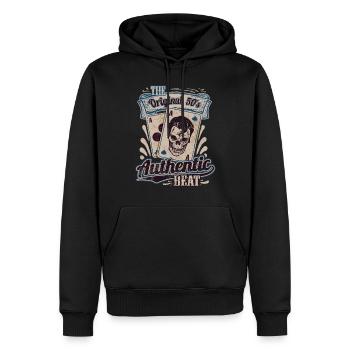 Rockmusik Poker Ass Karten Rockabilly Totenkopf - Männer Premium Bio Hoodie - Schwarz - Vorne - Nico (187cm)