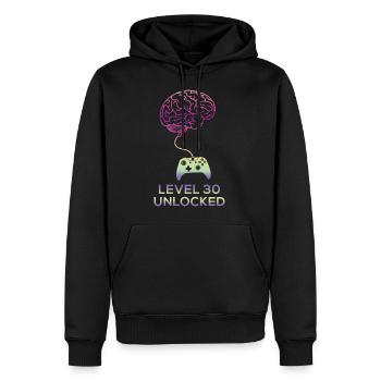 30th birthday level 30 unlocked 30 years 1991 - Sweat à capuche Premium bio Homme - noir - Devant - Nico (187cm)