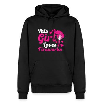 This Girl Loves Fireworks New Year - Männer Premium Bio Hoodie - Schwarz - Vorne - Nico (187cm)