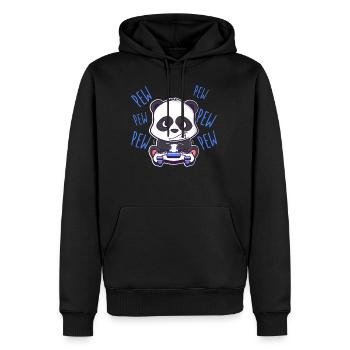 Pew Pew Panda Noir et Blanc Gaming Kawaii - Sweat à capuche Premium bio Homme - noir - Devant - Nico (187cm)