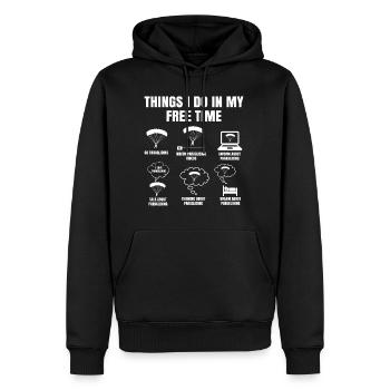 Les choses Que Je Dans Mon Temps Libre Faire Des parages - Sweat à capuche Premium bio Homme - noir - Devant - Nico (187cm)