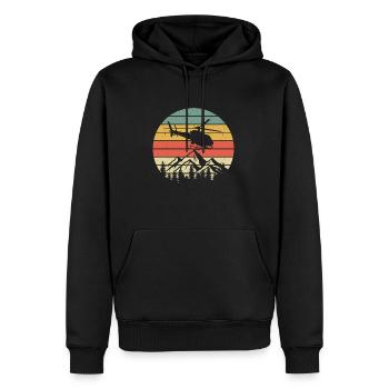 Hélicoptères vintage montagnes rétro hélicoptère pilote - Sweat à capuche Premium bio Homme - noir - Devant - Nico (187cm)