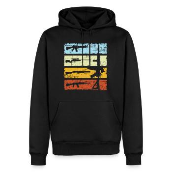 Pistolet de mitrailleuse rétro canon sportif - Sweat à capuche Premium bio Homme - noir - Devant - Nico (187cm)