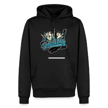Rock Rockabilly Friseur Schere Kamm Barber - Männer Premium Bio Hoodie - Schwarz - Vorne - Nico (187cm)