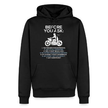 Before You Ask Motorcycle Rider Motorbike - Sweat à capuche Premium bio Homme - noir - Devant - Nico (187cm)