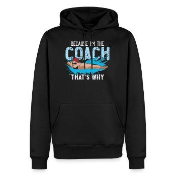 Schwimm-Training Design für einen Schwimm-Trainer - Männer Premium Bio Hoodie - Schwarz - Vorne - Nico (187cm)