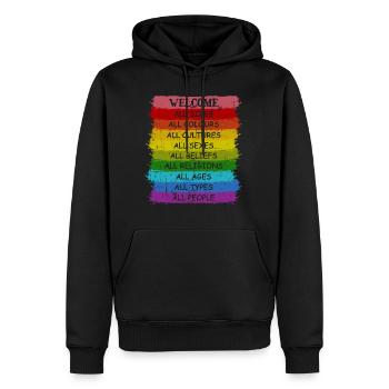 Regenbogen Pride LGBT Toleranz Liebe Gewinnt - Sweat à capuche Premium bio Homme - noir - Devant - Nico (187cm)