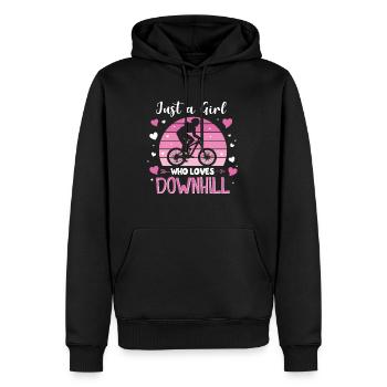 Just A Girl Who Loves Downhill Mountainbike Biker - Männer Premium Bio Hoodie - Schwarz - Vorne - Nico (187cm)