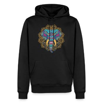 Afrika indischer Elefant Kopf Tierfreund Yoga - Männer Premium Bio Hoodie - Schwarz - Vorne - Nico (187cm)