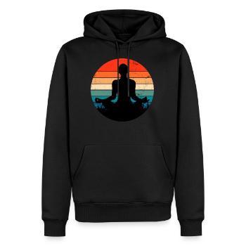 Yoga Retro Pose - Männer Premium Bio Hoodie - Schwarz - Vorne - Nico (187cm)