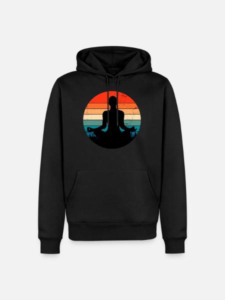 Yoga Retro Pose - Men’s Premium Organic Hoodie - black