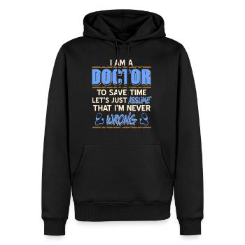 Læge - Jeg er læge - Herre Premium økologisk hoodie - sort - Foran - Nico (187cm)