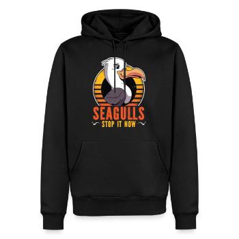 Mouette Mer Stop It Now Plage Oiseaux Cadeau - Sweat à capuche Premium bio Homme - noir - Devant - Nico (187cm)