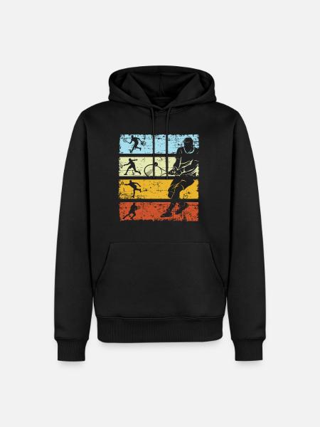 Tennisspieler Retro Vintage Tennis - Männer Premium Bio Hoodie - Schwarz